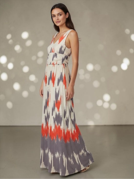 Maeve Dresses & Skirts - Anthropologie Maeve Women’s Sabine Ikat Print V-Neck Maxi Dress Size Medium